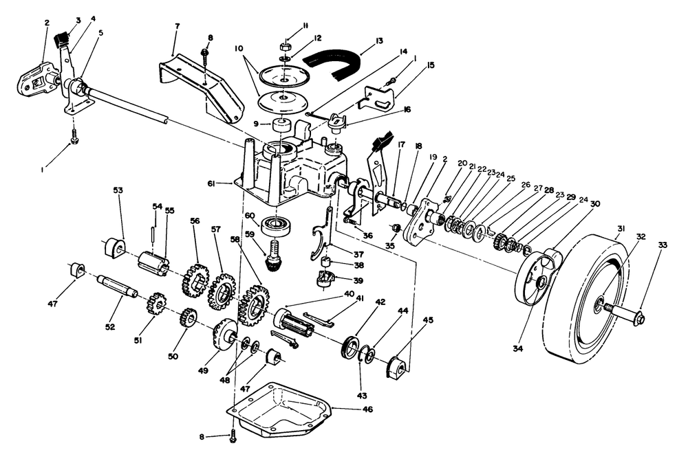 Gear Case Assembly Diagram and Parts List for 27500 2000001 - 2999999 Toro Lawn Mower