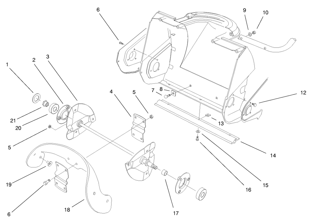 Rotor Assembly Diagram and Parts List for 38175 9900001 - 9999999 Toro Snow Blower