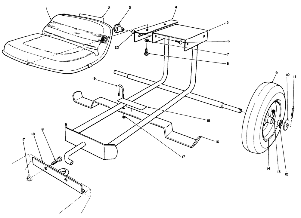 Sulky Kit Model No. 30122 (Optional) Diagram and Parts List for 30156 100001 - 199999 Toro Lawn Tractor Accessories