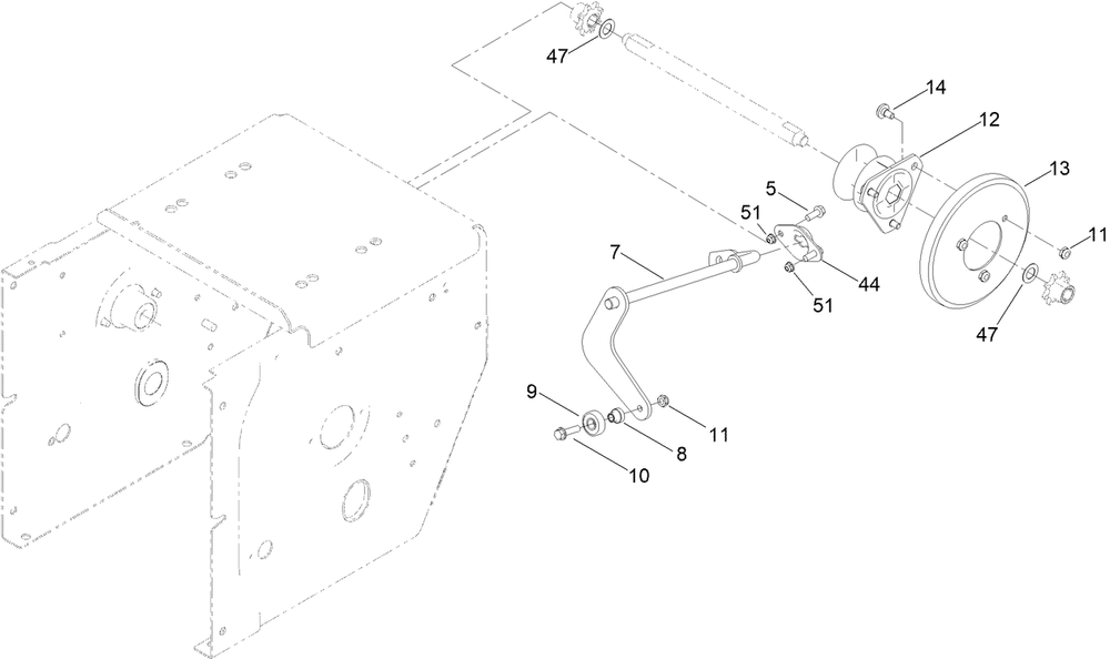 Traction Drive Assembly Diagram and Parts List for 38838 414370817 - 414371069 Toro Snow Blower