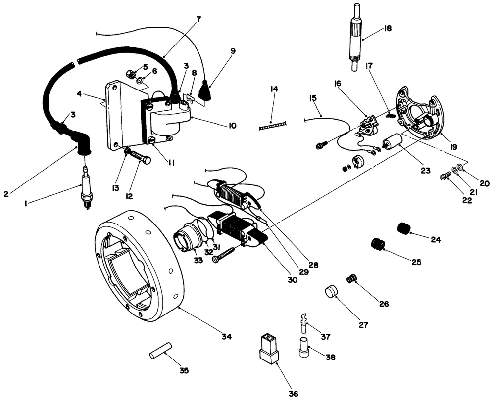 Magnetic Flywheel Assembly Diagram and Parts List for 30113 5000001 - 5999999 Toro Lawn Tractor Accessories