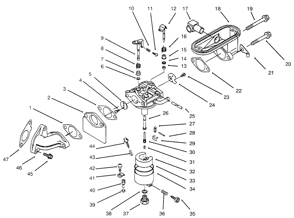 Carburetor Diagram and Parts List for 30166 590001 - 599999 Toro Lawn Tractor Accessories