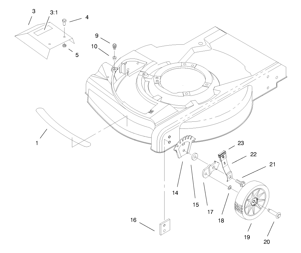Housing Assembly Diagram and Parts List for 20711 9900001 - 99999999 Toro Lawn Mower