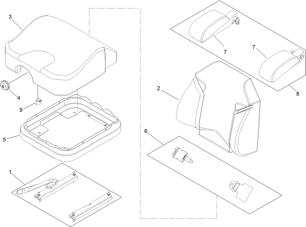 Seat Assembly Diagram and Parts List for 74267 403247200-999999999 Toro Lawn Mower