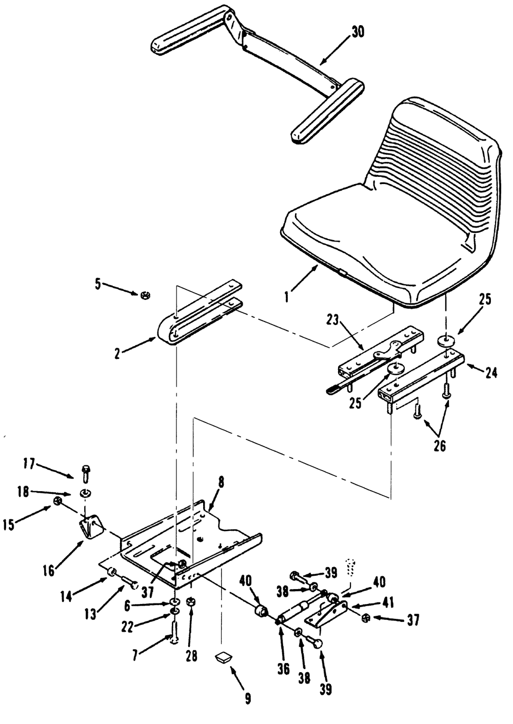 Seat Diagram and Parts List for 41-20OE03 2000001 - 2999999 Toro Lawn Tractor