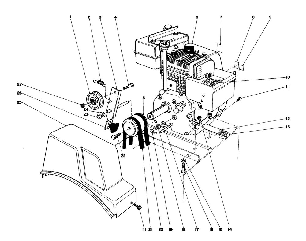 Engine Assembly Diagram and Parts List for 38250 1000001 - 1999999 Toro Snow Blower