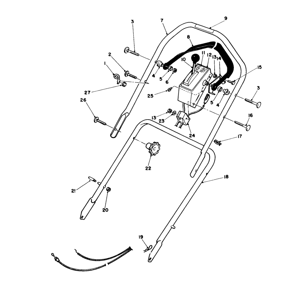 Handle Assembly Diagram and Parts List for 16580 4000001 - 4999999 Toro Lawn Mower