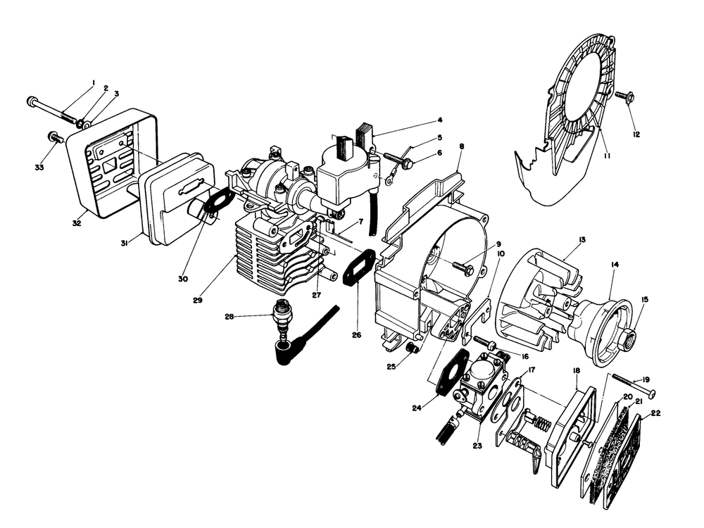 Engine Assembly Diagram and Parts List for 51613 4000001 - 4999999 Toro Trimmer
