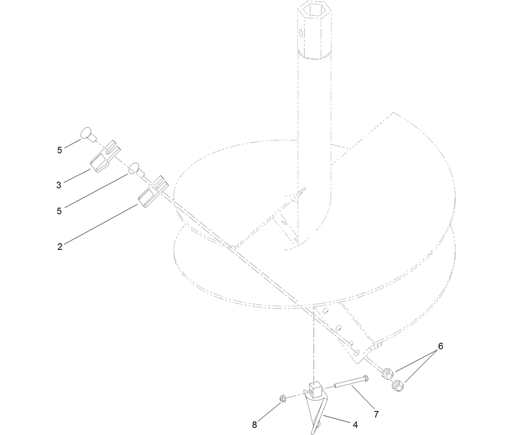 30 Inch Standard Auger Bit Assembly Diagram and Parts List for 22558  Toro Auger