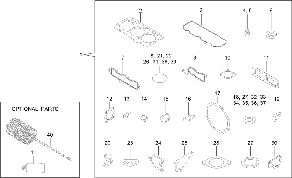 Gasket Set Diagram and Parts List for 22370 400000000 - 410399999 Toro Lawn Tractor Accessories