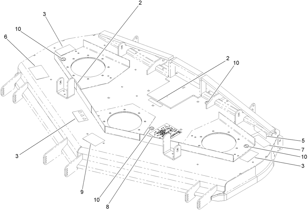 Deck Decal Assembly Diagram and Parts List for 74280TE (260000001-260999999)(2006) Toro Lawn Tractor