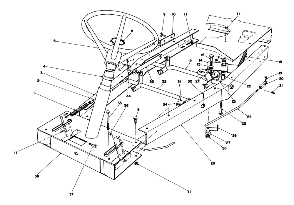 Frame Assembly Diagram and Parts List for 56125 3000001 - 3999999 Toro Lawn Tractor
