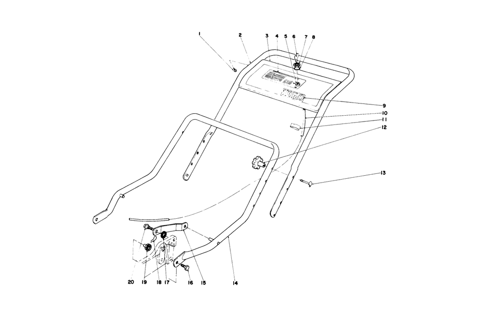 Handle Assembly Diagram and Parts List for 20456 6000001 - 6999999 Toro Lawn Mower