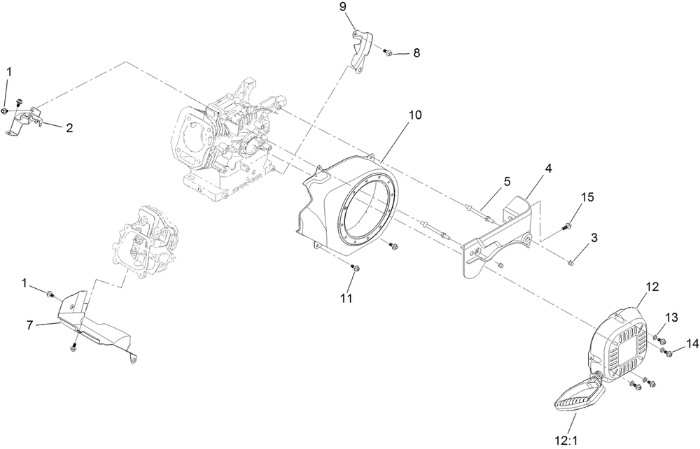Blower Housing And Shrouds Assembly Diagram and Parts List for 38756 413986045 - 415999999 Toro Snow Blower