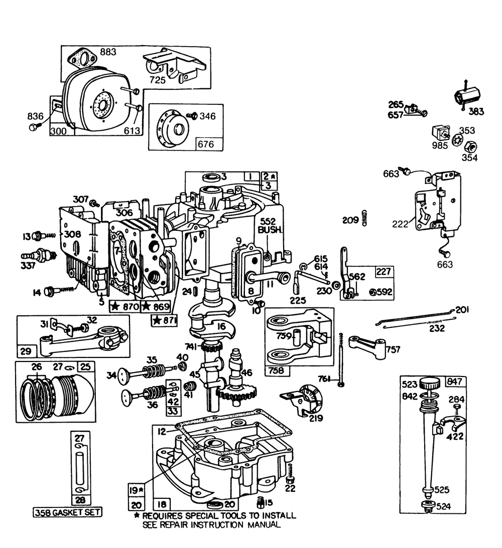 Engine Briggs & Stratton Model No. 191702-2160-01 (Continued) 8 H.P. Rear Engine Rider Recoil Model 56138 Diagram and Parts List for 56138 6000001 - 6999999 Toro Lawn Tractor