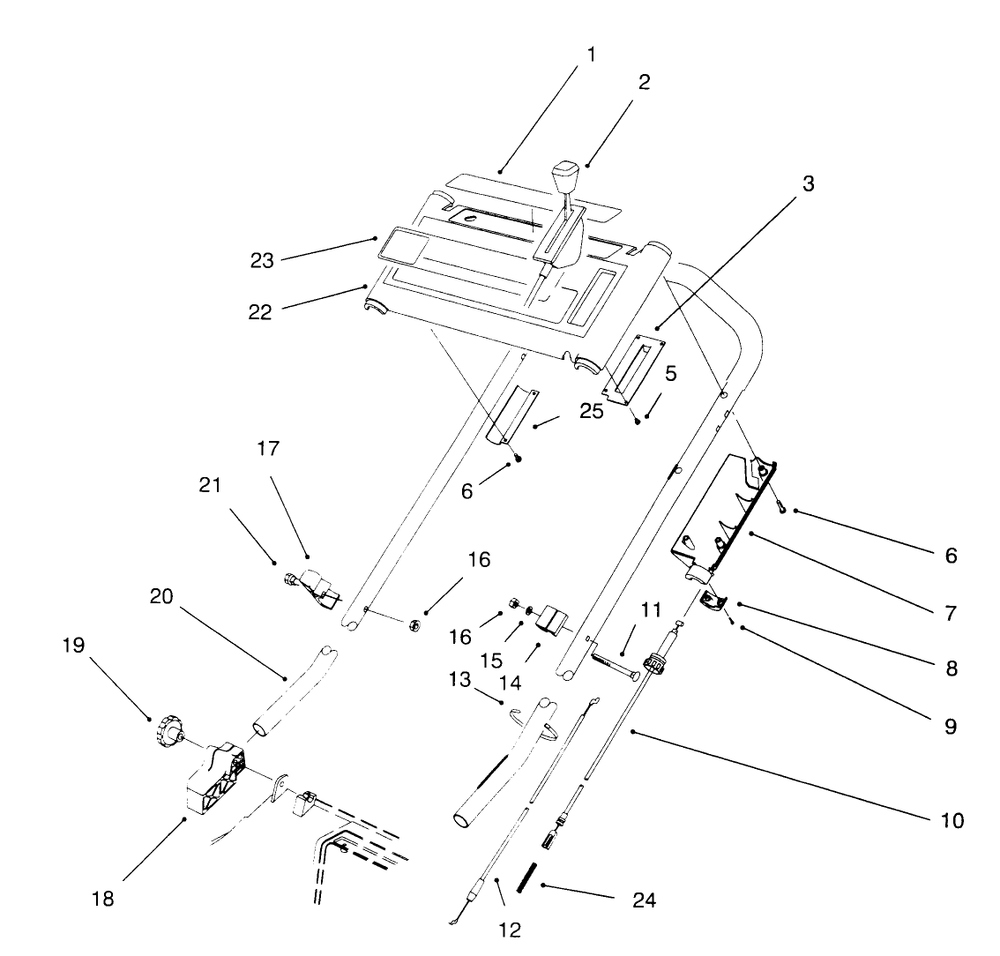 Handle Assembly Diagram and Parts List for 20914B 69000001 - 69999999 Toro Lawn Mower