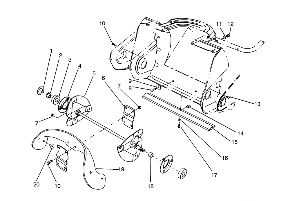 Auger Assembly Diagram and Parts List for 38171 3900001 - 3999999 Toro Snow Blower