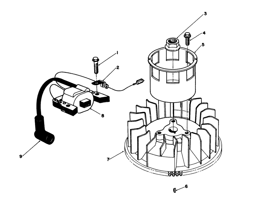 Magneto & Flywheel Assembly (Model No. Vmh7) Diagram and Parts List for 20620 8000001 - 8999999 Toro Lawn Mower