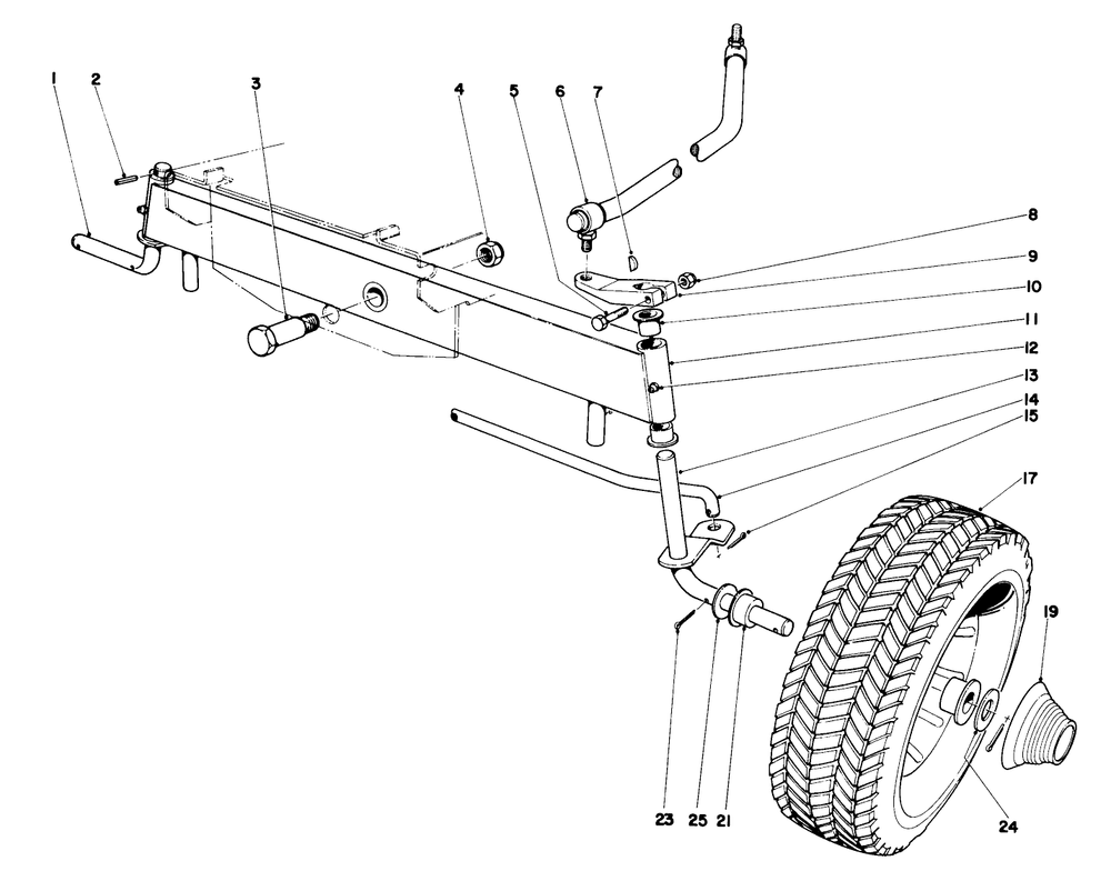 Front Axle Assembly Diagram and Parts List for 57054 0000001 - 0999999 Toro Lawn Tractor