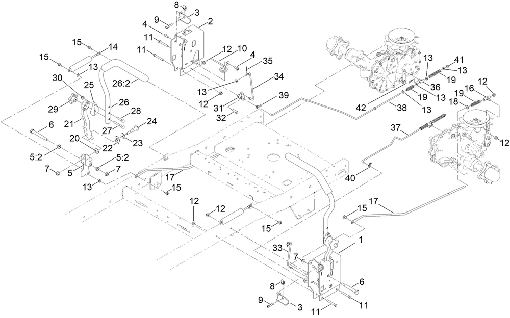 Motion Control Assembly Diagram and Parts List for 76606 417515889 - 999999999 Toro Lawn Tractor