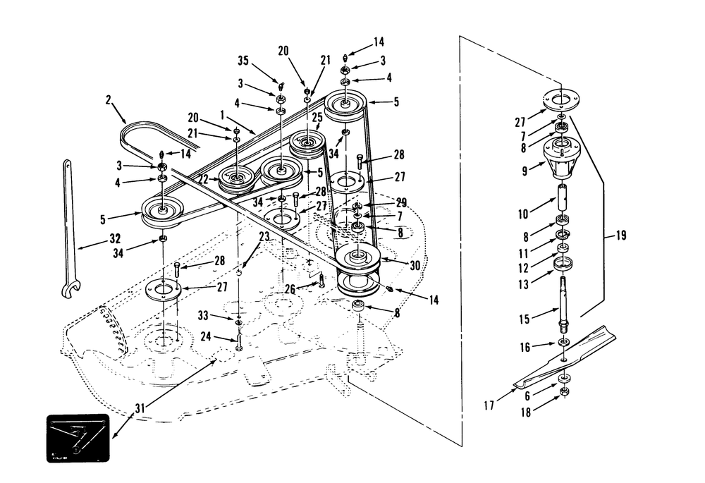 Pulley Assembly Diagram and Parts List for 78415 3900001 - 3999999 Toro Lawn Mower