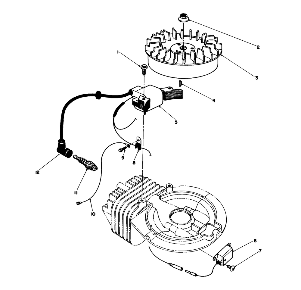 Flywheel & Magneto Assembly (Engine Model No. 47pm1-4) Diagram and Parts List for 38180 2000001 - 2999999 Toro Snow Blower