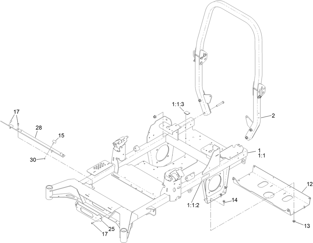 Frame Assembly Diagram and Parts List for 74057 400000000 - 416414583 Toro Lawn Tractor