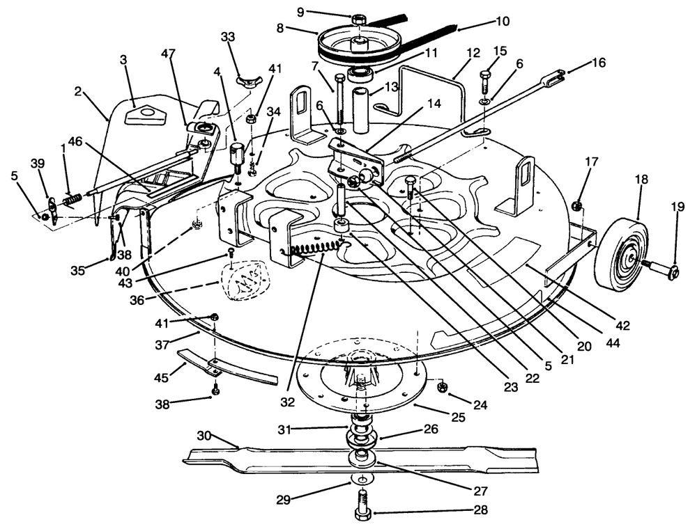 Cutting Unit Assembly Diagram and Parts List for 70040 49000001 - 49999999 Toro Lawn Tractor