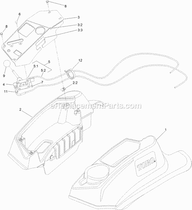 Console And Control Panel Assembly Diagram and Parts List for 74953 315000001-315999999 Toro Lawn Mower