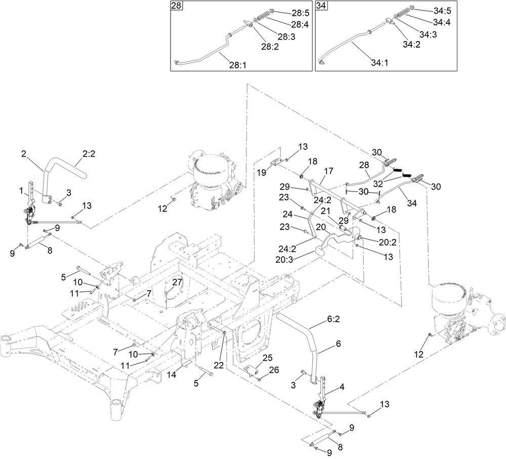 Motion Control Assembly Diagram and Parts List for 74024 400000000 - 416443234 Toro Lawn Tractor