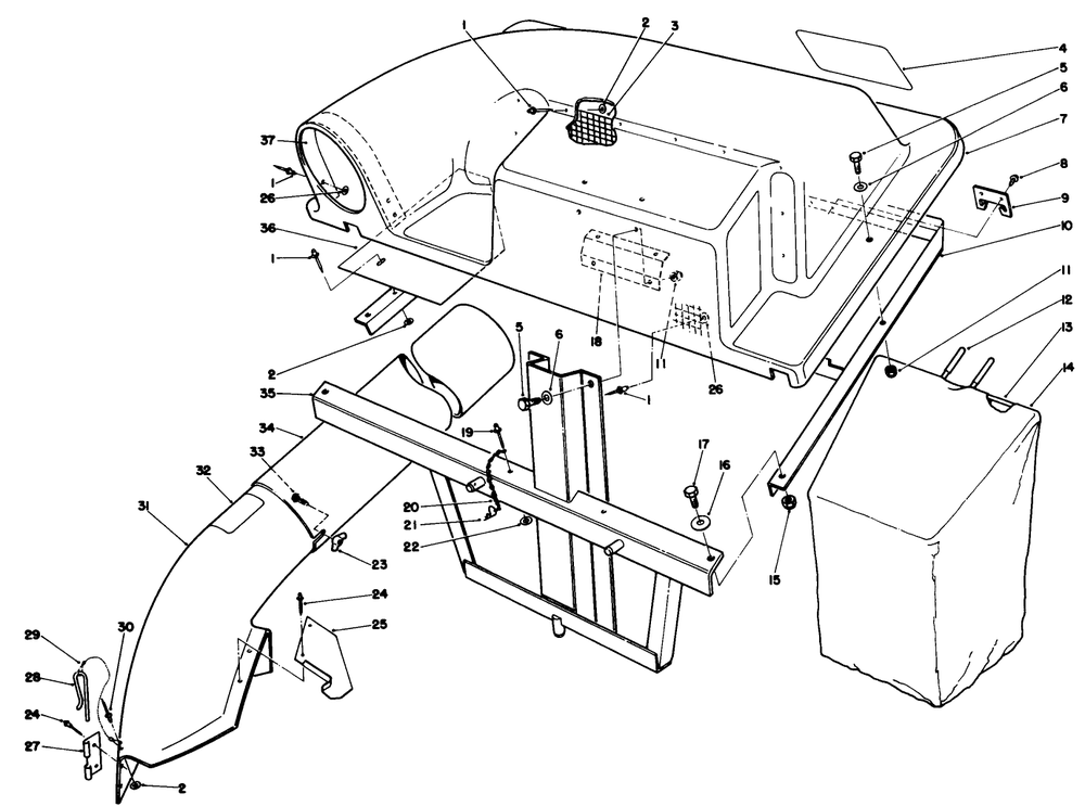 Twin Bagger Grass Catcher Model No. 59184 (Optional) Diagram and Parts List for 56145 9000001 - 9999999 Toro Lawn Tractor