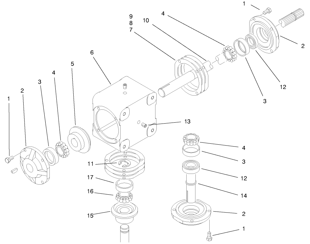 Gear Box Assembly Diagram and Parts List for 74182 (891565-899999)(1998) Toro Lawn Tractor