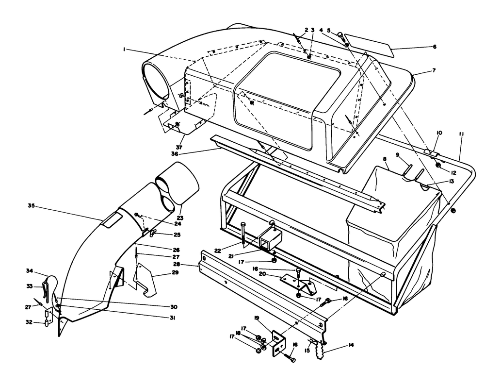 Twin Bagger Grass Catcher Model No. 59122 (Optional) Diagram and Parts List for 56145 8000001 - 8999999 Toro Lawn Tractor