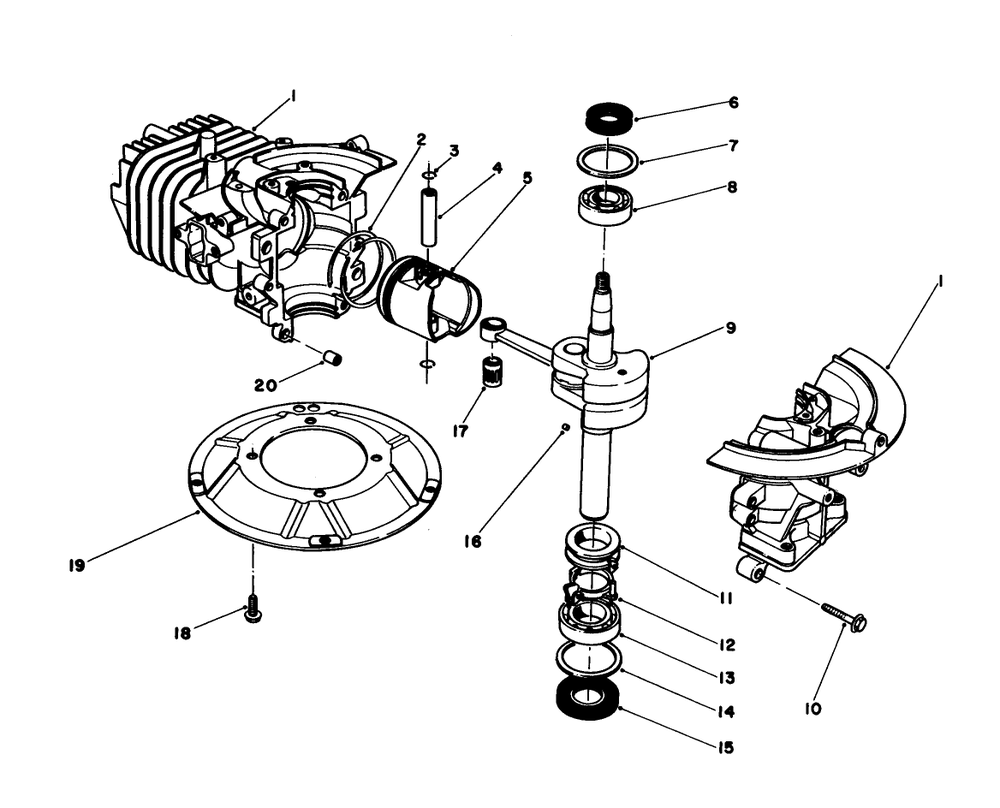 Short Block Assembly Diagram and Parts List for 59255 4000001 - 4999999 Toro Engine