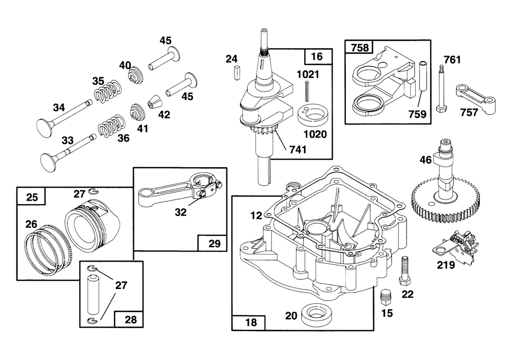 Engine Briggs & Stratton Model 28b707-0126-01 Diagram and Parts List for 70080 5900001 - 5999999 Toro Lawn Tractor