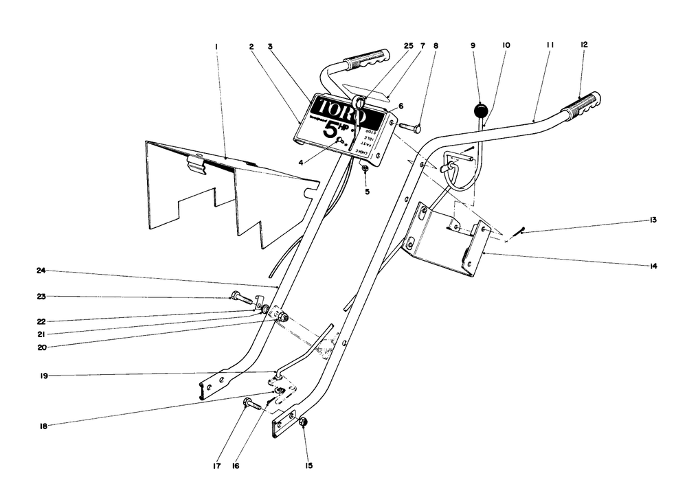 Handle Assembly Diagram and Parts List for 58231 4001270 - 4999999 Toro Tiller