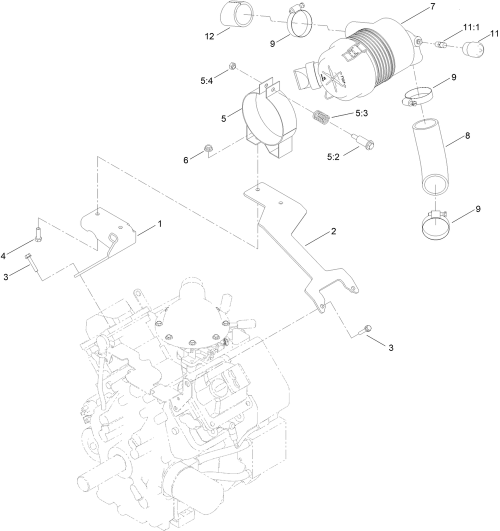 Air Cleaner Mount Assembly Diagram and Parts List for 22342HA 400000000 - 411759999 Toro Lawn Tractor Accessories