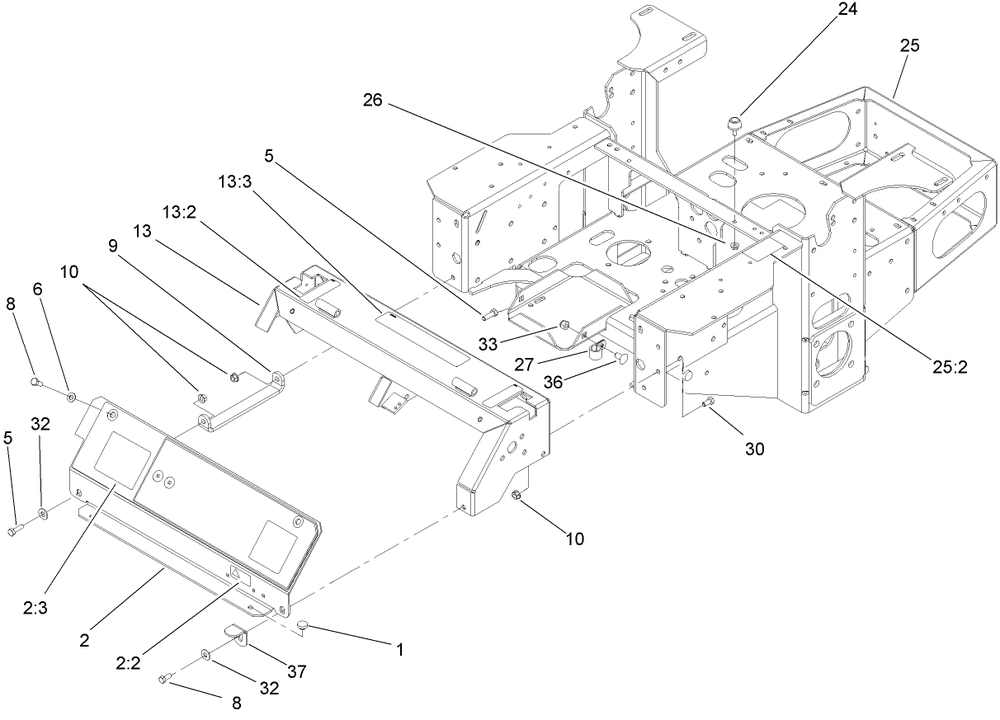 Main Frame Assembly Diagram and Parts List for 74418TE (270000001-270002000)(2007) Toro Lawn Mower