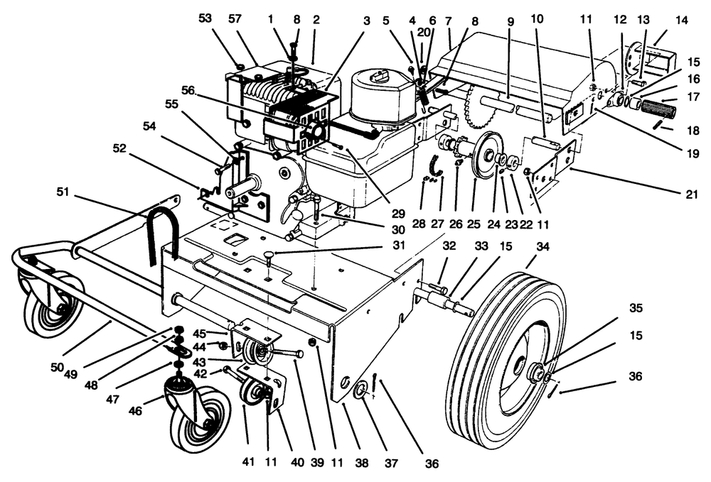Engine & Base Assembly Diagram and Parts List for 62924 6900001 - 6999999 Toro Leaf Blower / Vacuum