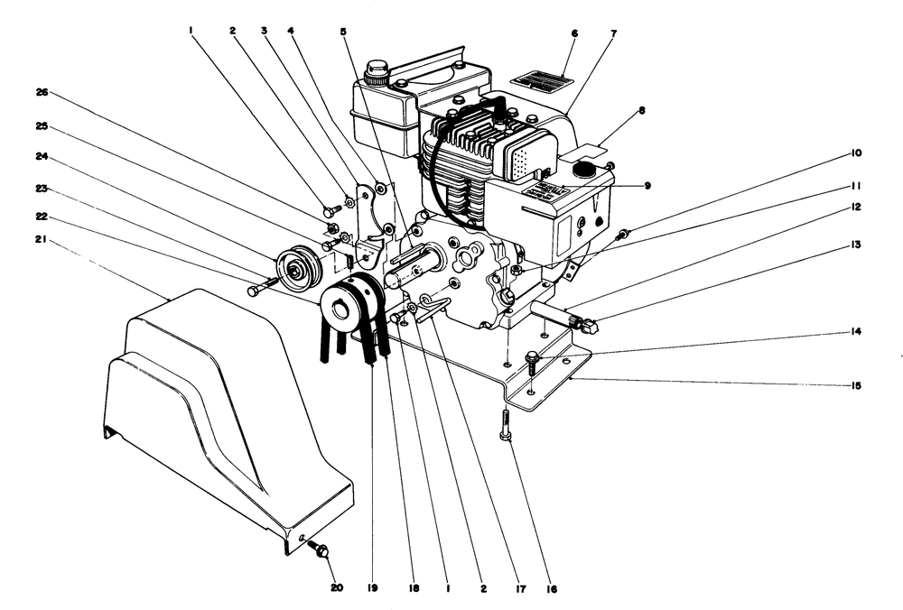Engine Assembly (Model No. 38040) Diagram and Parts List for 38040 8000001 - 8999999 Toro Snow Blower