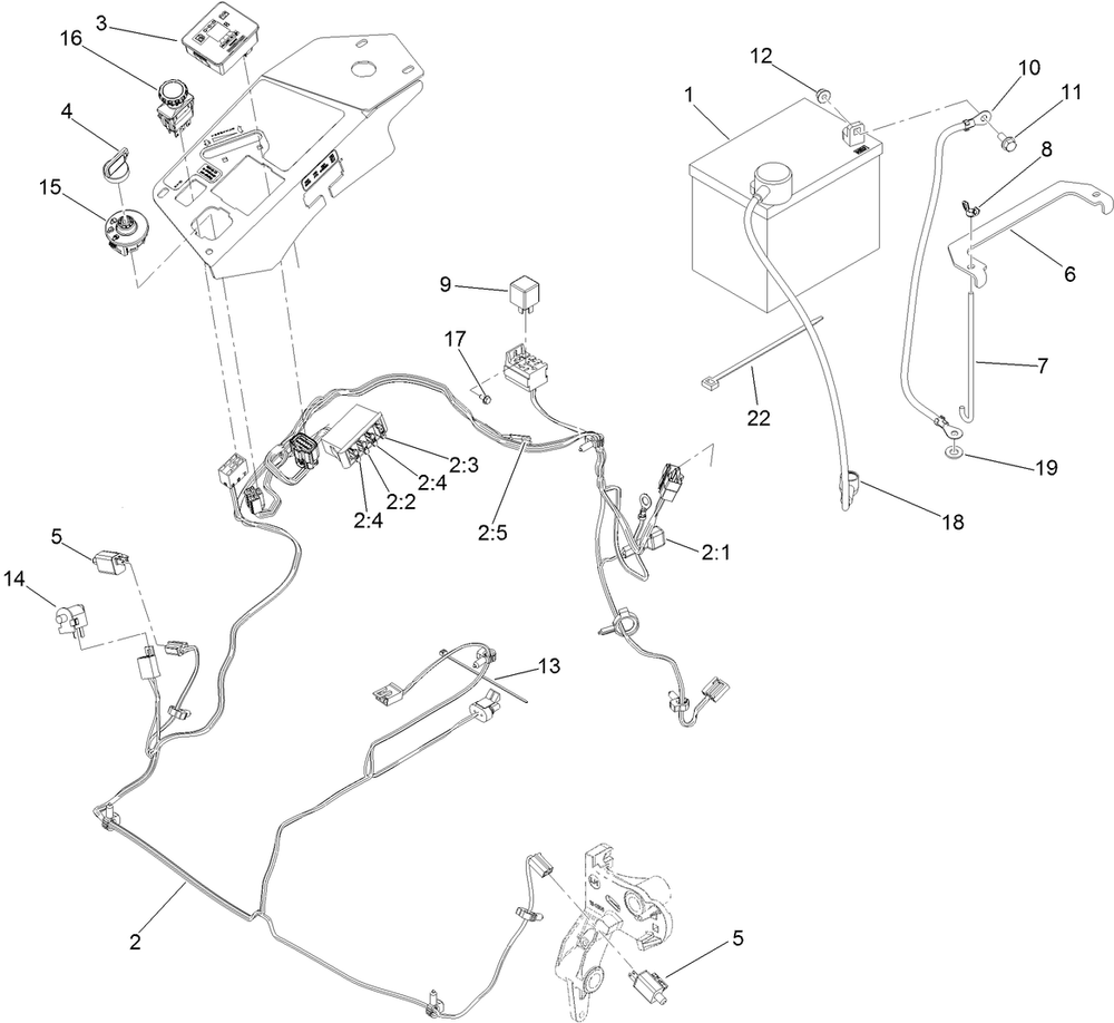 Electrical System Assembly Diagram and Parts List for 74951 (311000001-311000402)(2011) Toro Lawn Mower