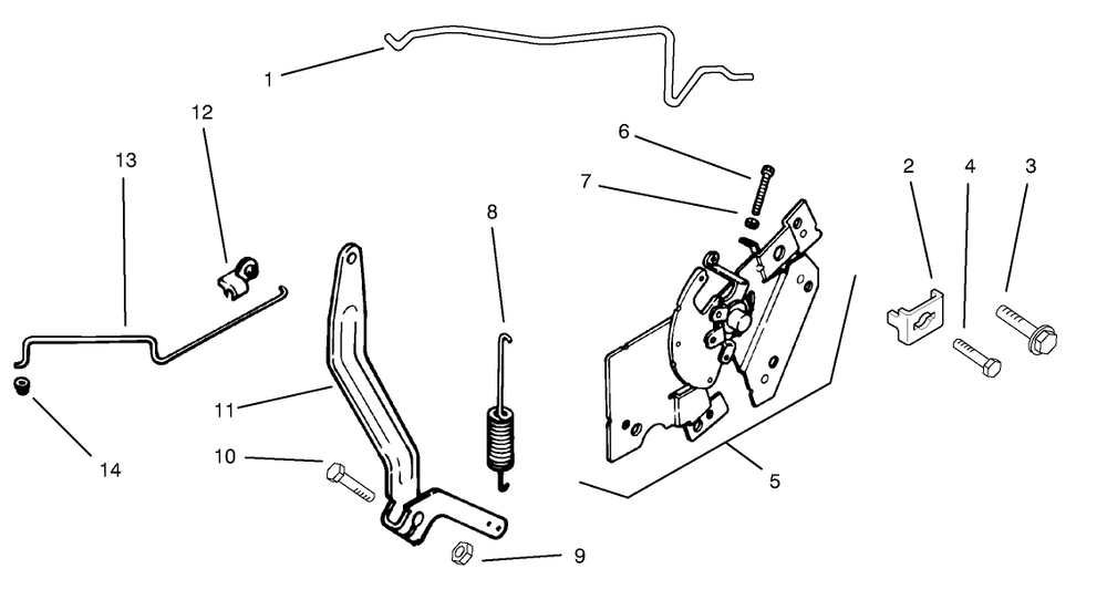 Engine Controls Diagram and Parts List for 72045 8900001 - 8900399 Toro Lawn Tractor