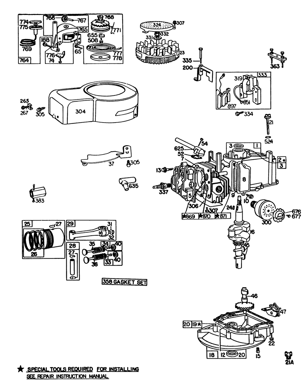 Engine Briggs & Stratton Model 92908-5205-01 Diagram and Parts List for 16325 3000001 - 3999999 Toro Lawn Mower