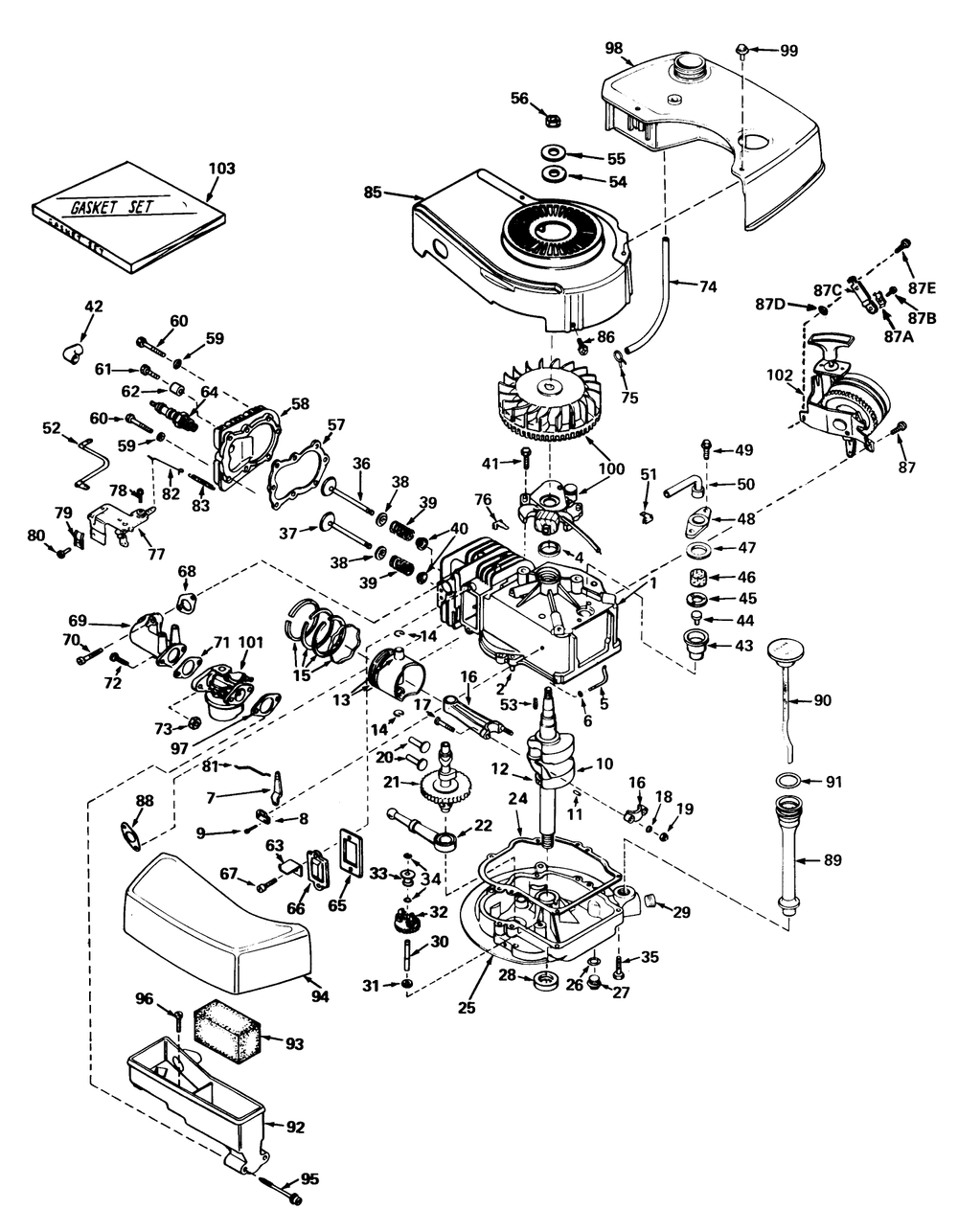 Engine Tecumseh Model No. Tnt 100-10043 (Mower Model No. 21610) Diagram and Parts List for 21711 5000001 - 5999999 Toro Lawn Mower