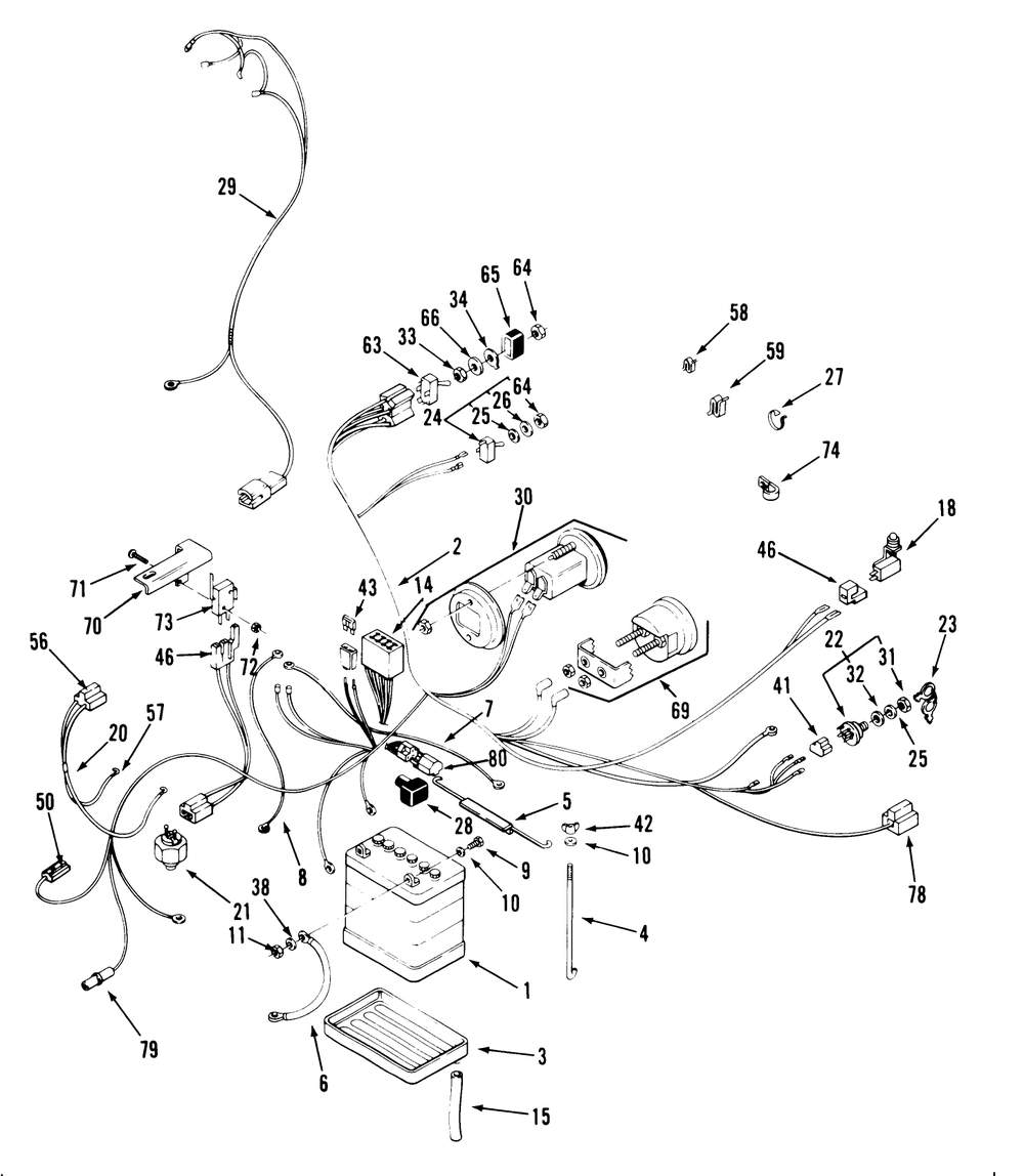 Electrical System Diagram and Parts List for 32-120EA1 1000001 - 1999999 Toro Lawn Tractor