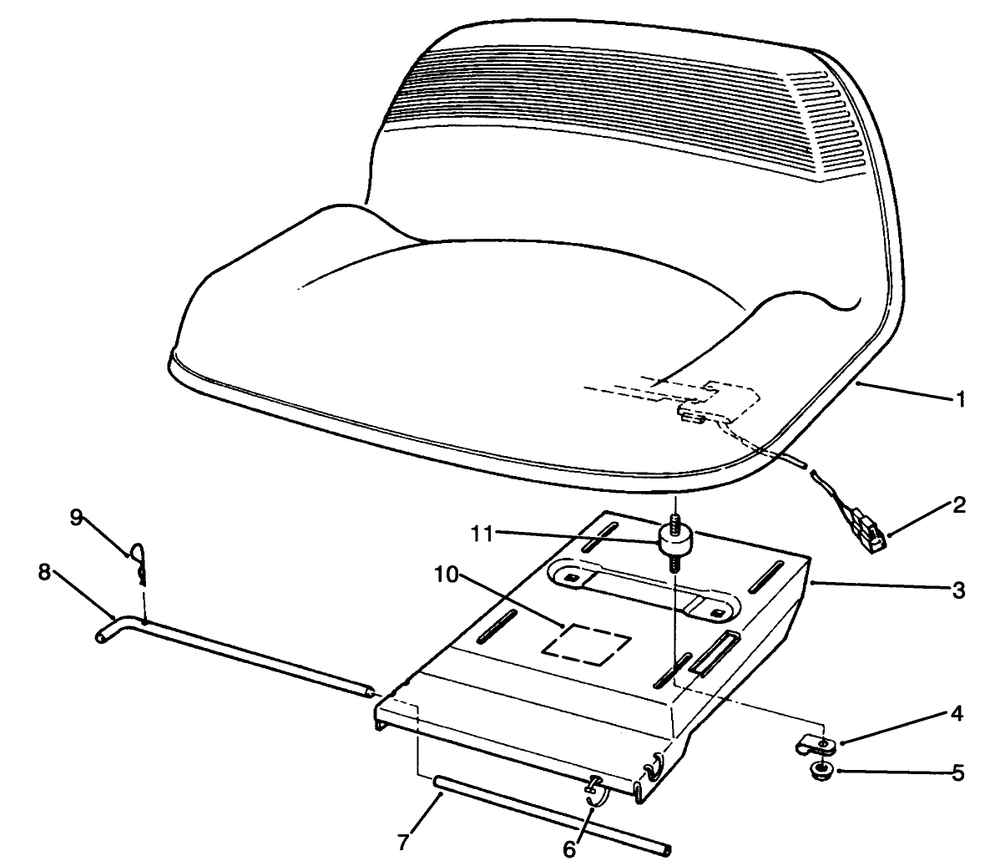 Seat Assembly Diagram and Parts List for 70141 49000001 - 49999999 Toro Lawn Tractor