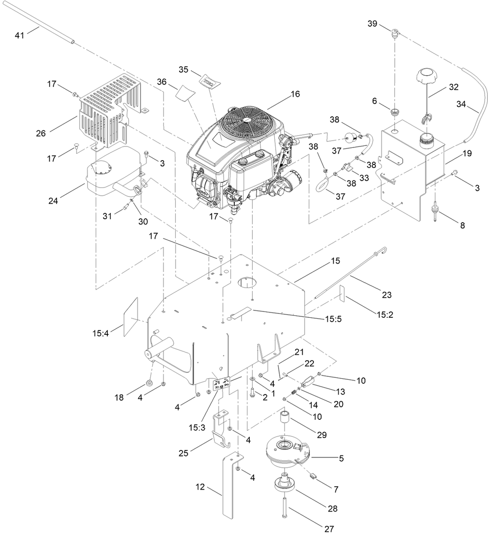 Engine And Frame Assembly Diagram and Parts List for 33522 411000000 - 411999999 Toro Trimmer