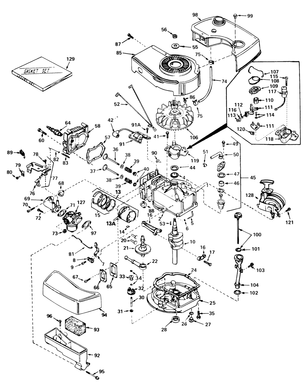 Engine Tecumseh Model No. Tnt 100-10068c Diagram and Parts List for 20752 0000001 - 0999999 Toro Lawn Mower