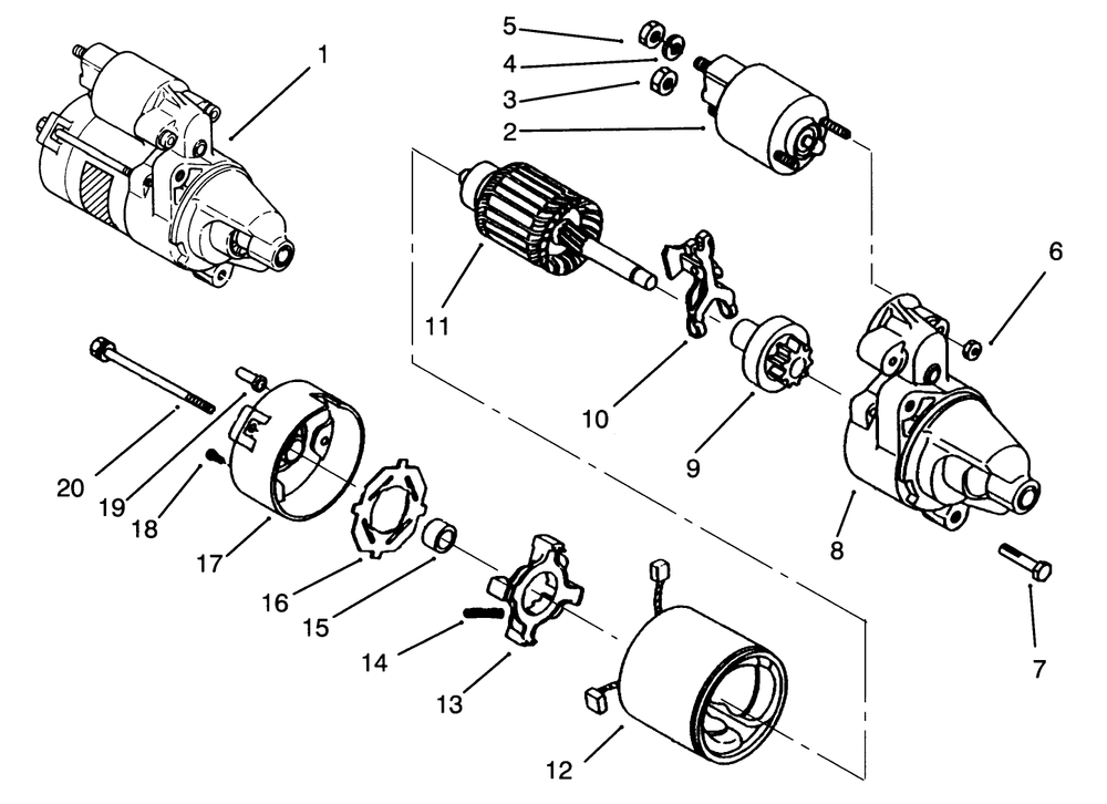 Starter Assembly Diagram and Parts List for 72040 3900001 - 3999999 Toro Lawn Tractor