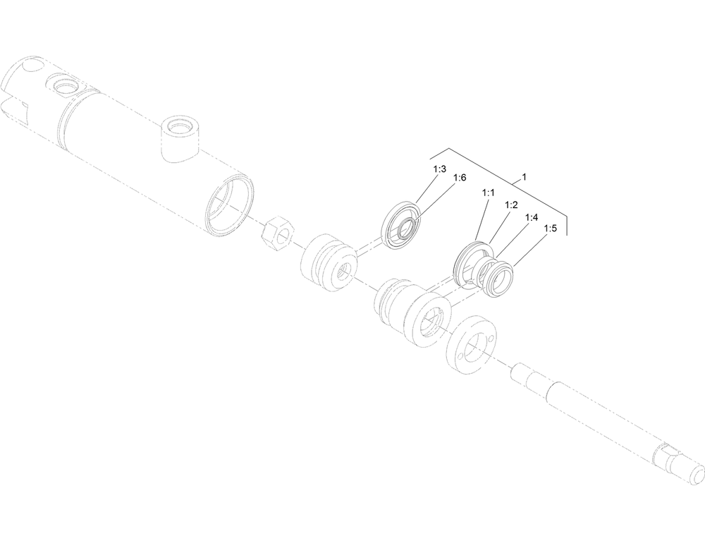 Hydraulic Cylinder Assembly No. 125-4463 Diagram and Parts List for 23803 400000000 - 999999999 Toro Lawn Tractor Accessories